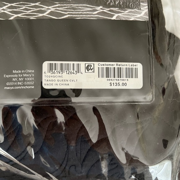 Inc international concepts Macys black Tango floral pattern coverlet Full/Queen - Picture 5 of 6